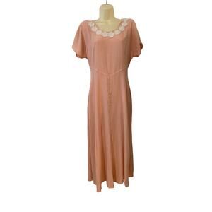 Molly Malloy Vintage Peach Gauze Maxi Dress Size 8 Cottagecore Boho Festival